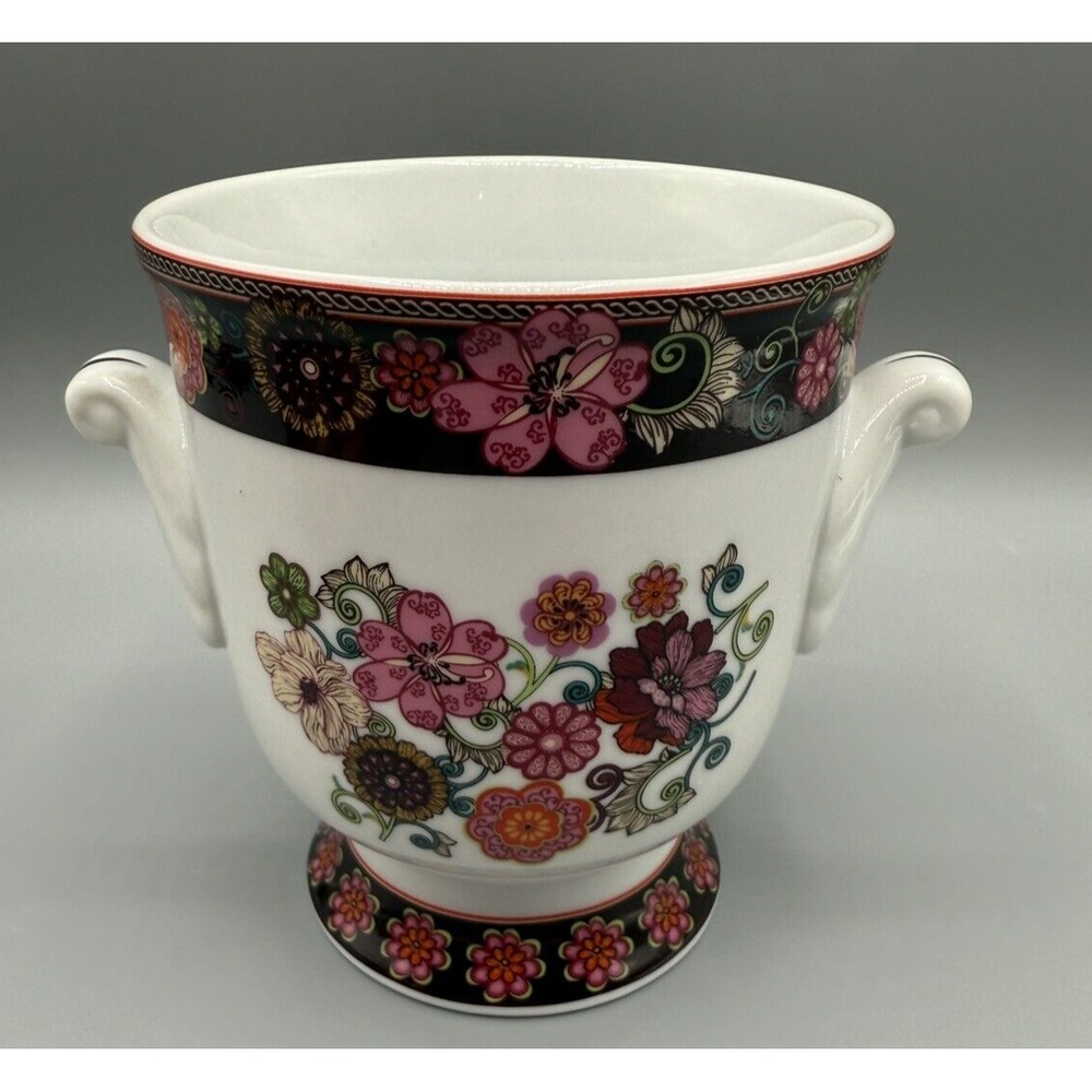 Vera Bradley Andrea by Sadek Small Flower Pot Porcelain Vase Mod Floral Pink